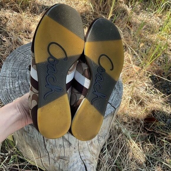 Coach Brown Suede Signature Canvas Lace Up Sneakers 5 - Picture 7 of 10